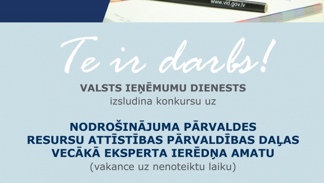 Valsts ieņēmumu dienests izsludina vakanci