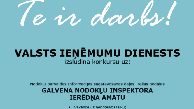 Valsts ieņēmumu dienests izsludina darba vakances