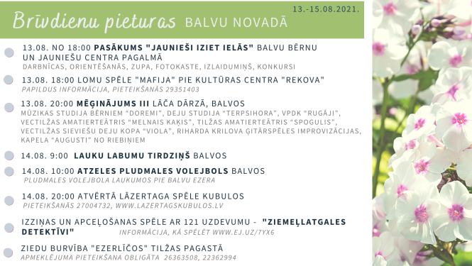 Idejas brīvdienām Balvu novadā