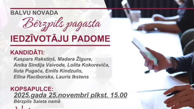 25.novembrī notiks Bērzpils pagasta iedzīvotāju kopsapulce, kuras laikā tiks ievēlēta Iedzīvotāju padome