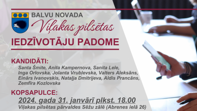 31.janvārī notiks Viļakas iedzīvotāju kopsapulce, kuras laikā tiks ievēlēta Iedzīvotāju padome
