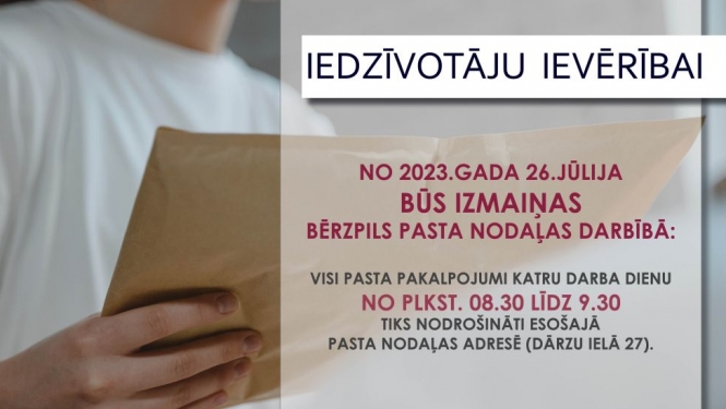 Balvu novada Bērzpilī pieprasījuma krituma dēļ maina pasta nodaļas modeli un darbalaiku 