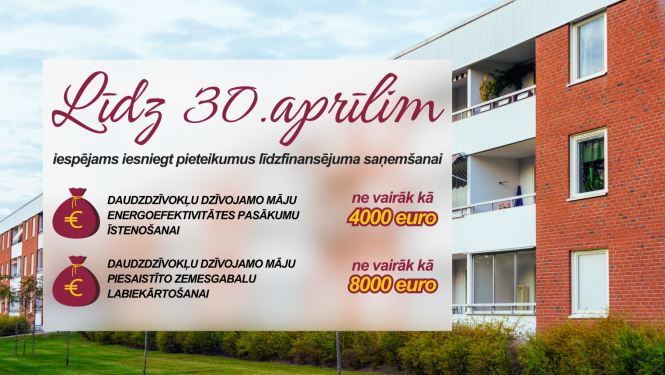 Iespēja sakārtot daudzdzīvokļu mājas vai to teritorijas (pieteikšanās līdz 30.aprīlim)