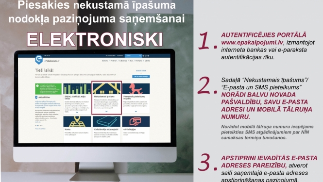 Aicina nekustamā īpašuma nodokļa paziņojumu saņemšanai pieteikties elektroniskā veidā