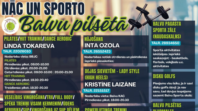 Informācija par sportiskām nodarbēm Balvu pilsētā