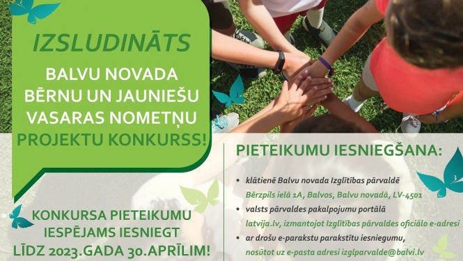 Par Balvu novada bērnu un jauniešu vasaras nometņu projektu konkursa nolikuma apstiprināšanu