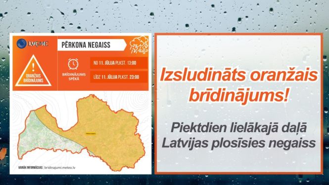 Izsludināts oranžais brīdinājums!
