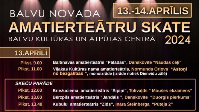 13. un 14. aprīlī norisināsies Balvu novada amatierteātru skate