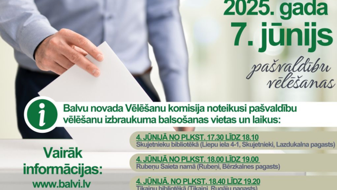 Balvu novada Vēlēšanu komisijas paziņojums par izbraukuma balsošanas organizēšanu 
