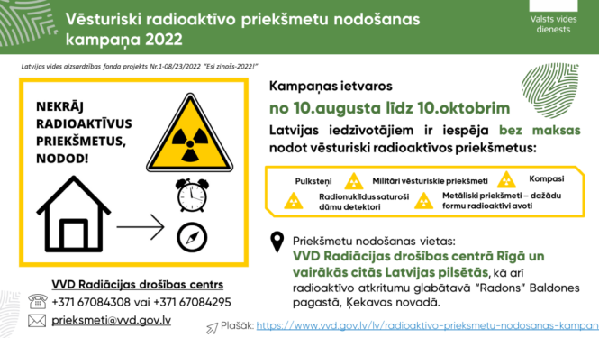 2022. gadā tiks organizēta vēsturiski radioaktīvo priekšmetu nodošanas kampaņa