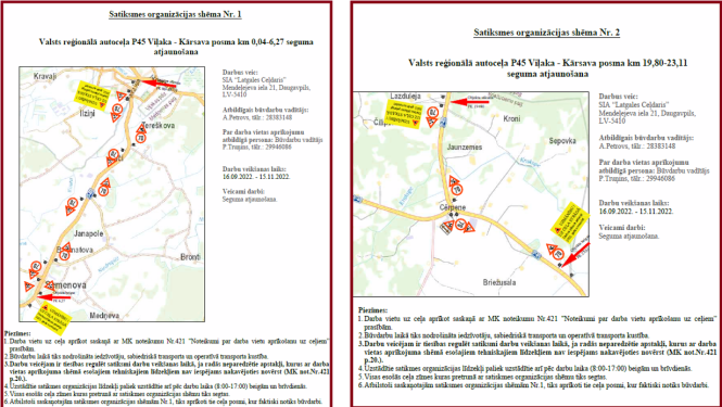Informācija par valsts reģionālā autoceļa P45 Viļaka–Kārsava posmu segumu atjaunošanu