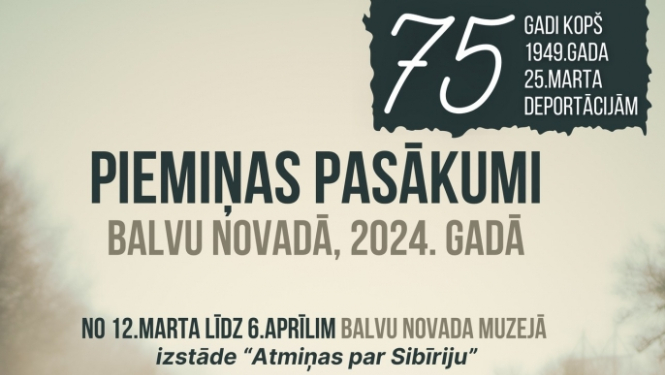 Balvu novadā 25. martā notiks piemiņas pasākumi