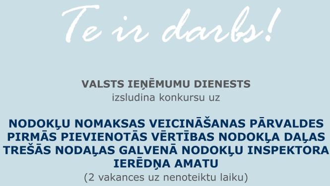 Valsts ieņēmumu dienests izsludina darba vakances