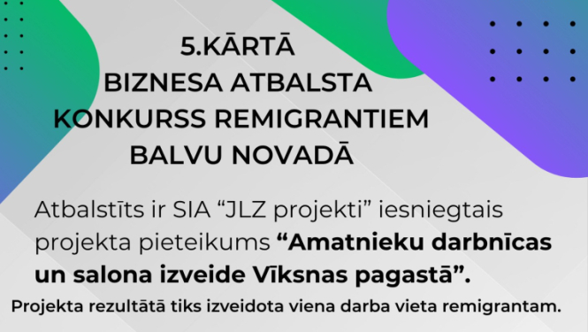 Remigrantu atbalsta programmas 5. kārtas rezultāts - atbalstīts viens projekta pieteikums