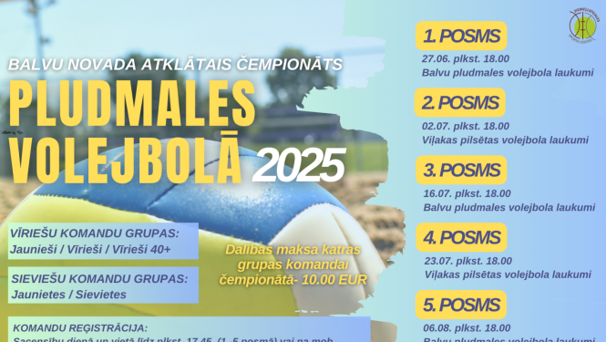 Notiks Balvu novada 2025. gada atklātais čempionāts pludmales volejbolā