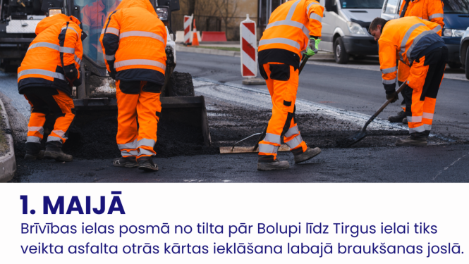 Satiksmes ierobežojumi arī svētku laikā Partizānu un Brīvības ielas posmā