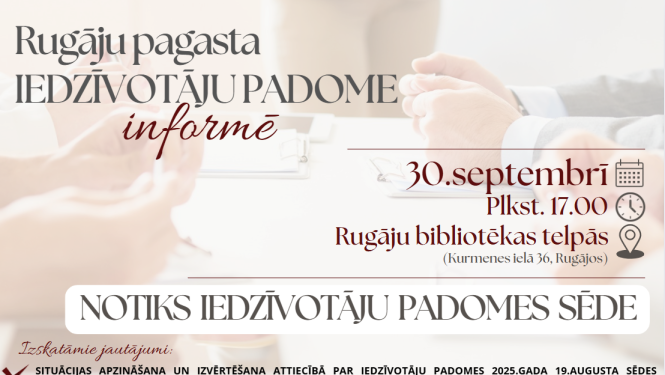 30.septembrī notiks Rugāju pagasta Iedzīvotāju padomes sēde