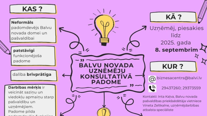 Balvu novada pašvaldība aicina uzņēmējus pieteikties Balvu novada Uzņēmēju konsultatīvajā padomē