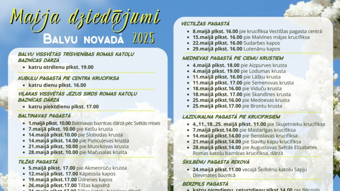 Maija dziedājumi Balvu novadā 2025.gadā