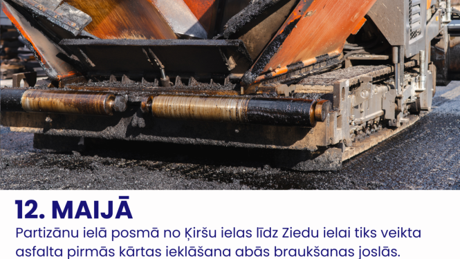 Partizānu ielā uzsākti asfaltēšanas darbi