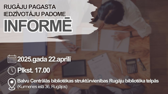 22.aprīlī notiks Rugāju pagasta Iedzīvotāju padomes sēde