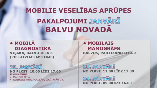Mobilie veselības aprūpes pakalpojumi Balvos janvārī