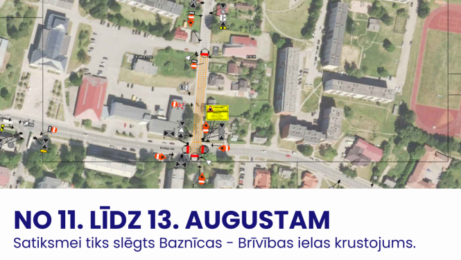 Satiksmes ierobežojumi Baznīcas - Brīvības ielas krustojumā