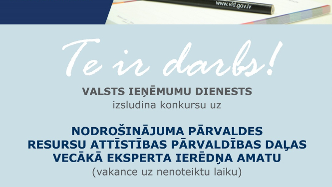 Valsts ieņēmumu dienests izsludina vakanci
