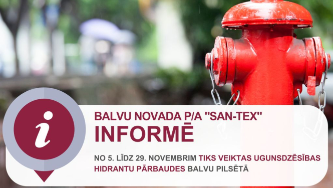 Balvu pilsētā veiks ugunsdzēsības hidrantu pārbaudi