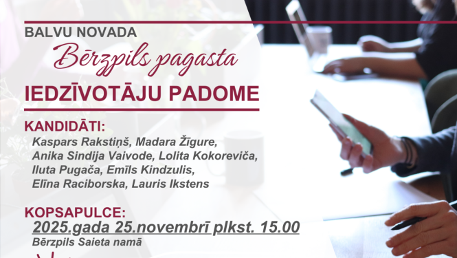 25.novembrī notiks Bērzpils pagasta iedzīvotāju kopsapulce, kuras laikā tiks ievēlēta Iedzīvotāju padome