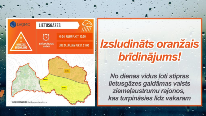 Izsludināts oranžais brīdinājums!