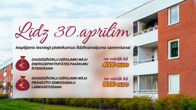 Iespēja sakārtot daudzdzīvokļu mājas vai to teritorijas (pieteikšanās līdz 30.aprīlim)