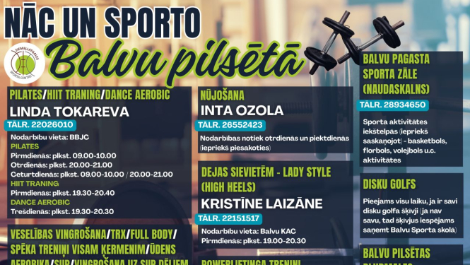 Informācija par sportiskām nodarbēm Balvu pilsētā