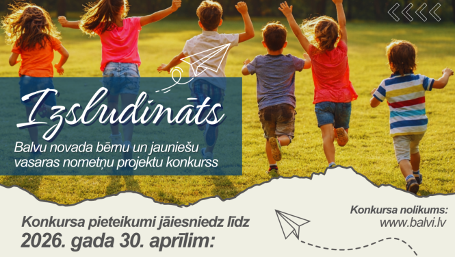 Izsludināta pieteikšanās bērnu un jauniešu vasaras nometņu projektam