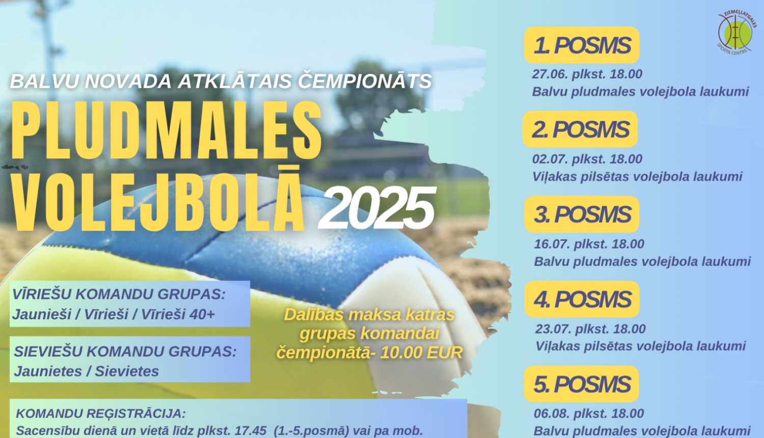 Notiks Balvu novada 2025. gada atklātais čempionāts pludmales volejbolā