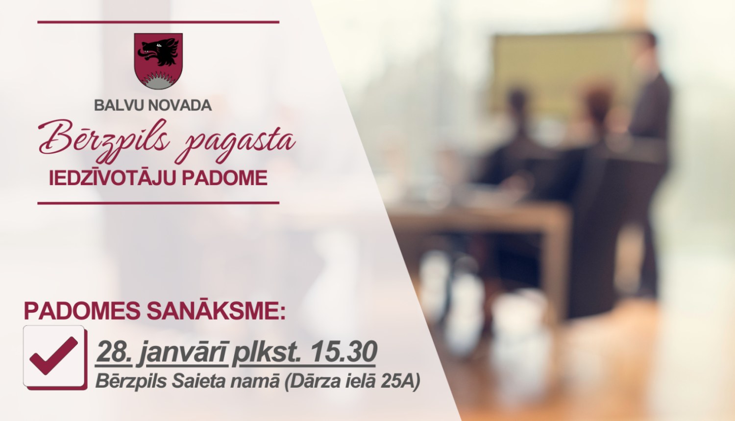 Aicinājums uz Bērzpils pagasta Iedzīvotāju padomes sanāksmi