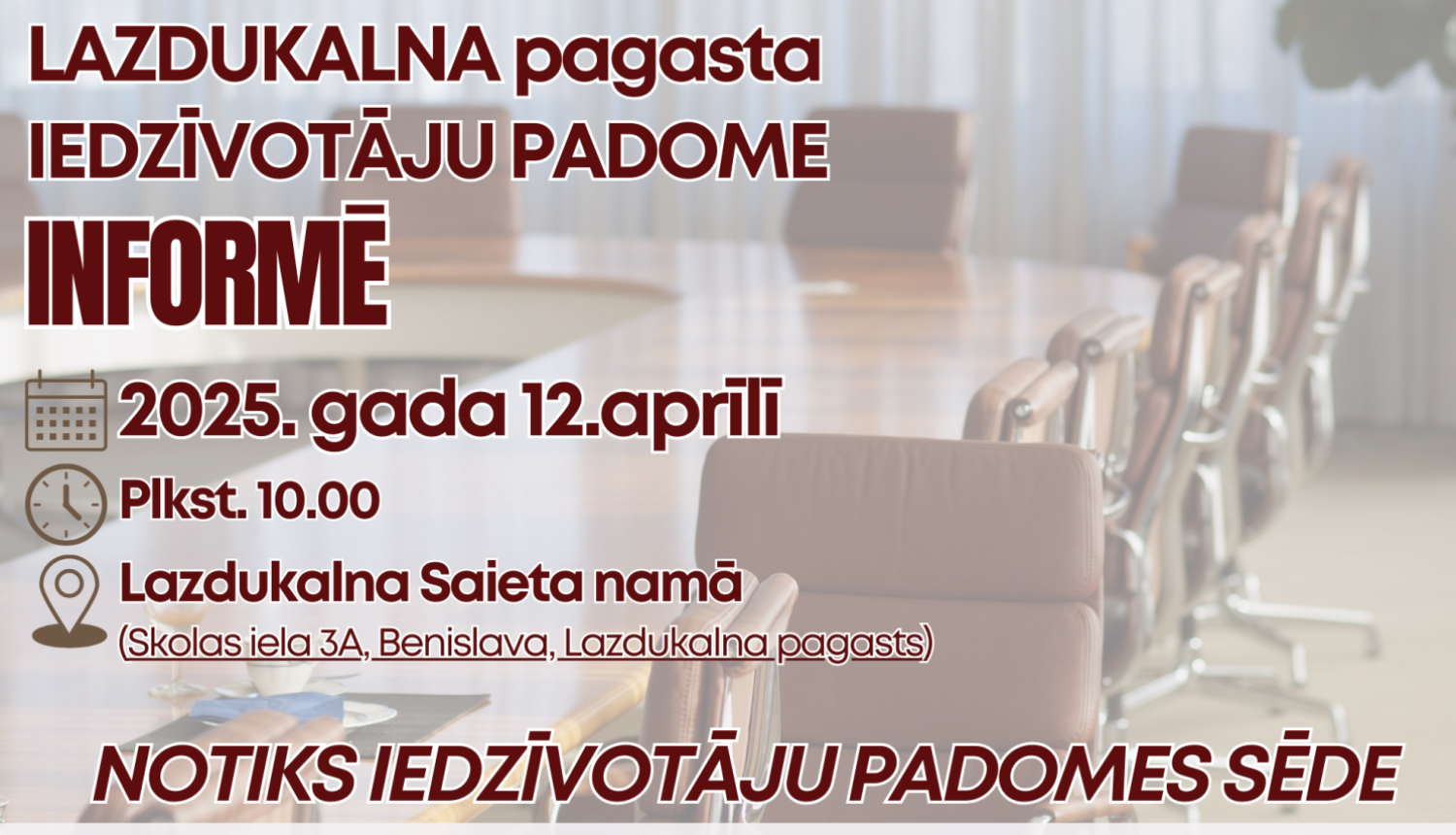 12.aprīlī notiks Lazdukalna pagasta Iedzīvotāju padomes sēde