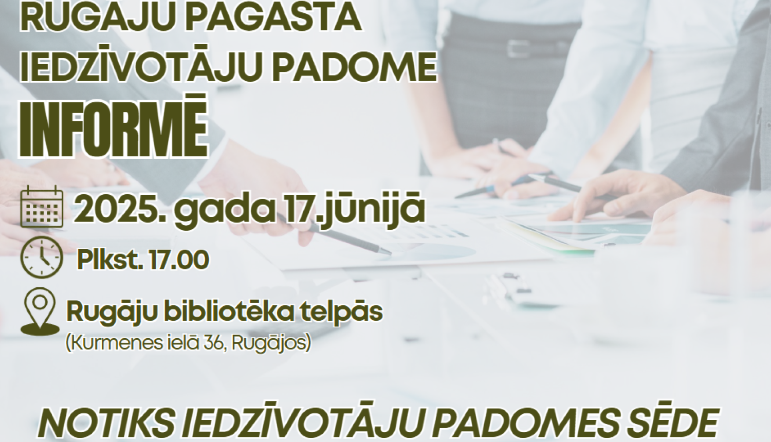 17. jūnijā notiks Rugāju pagasta Iedzīvotāju padomes sēde 