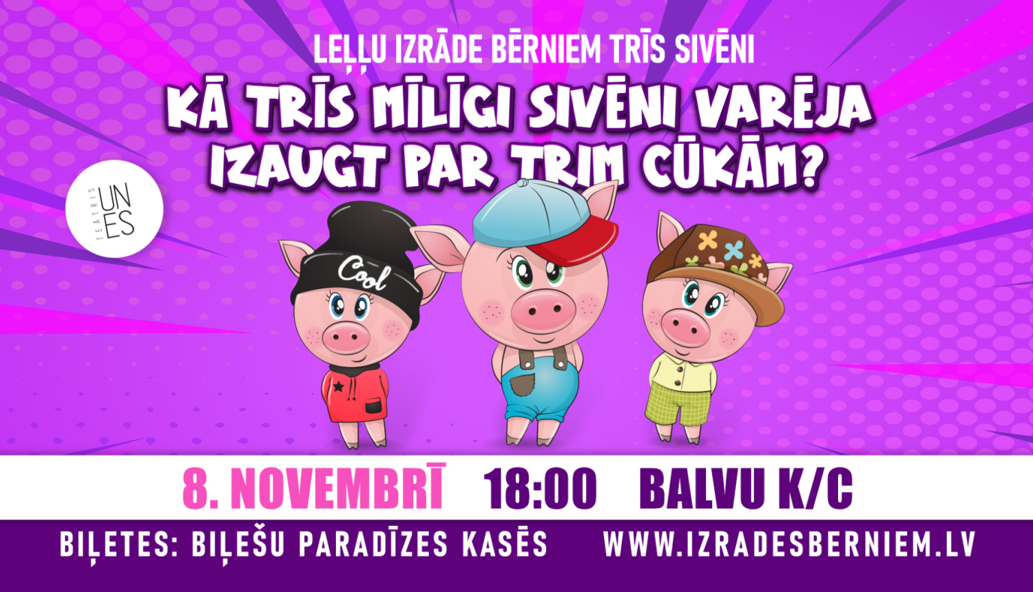 AFIŠA_Leļļu izrāde bērniem un vecākiem ''Trīs sivēni''