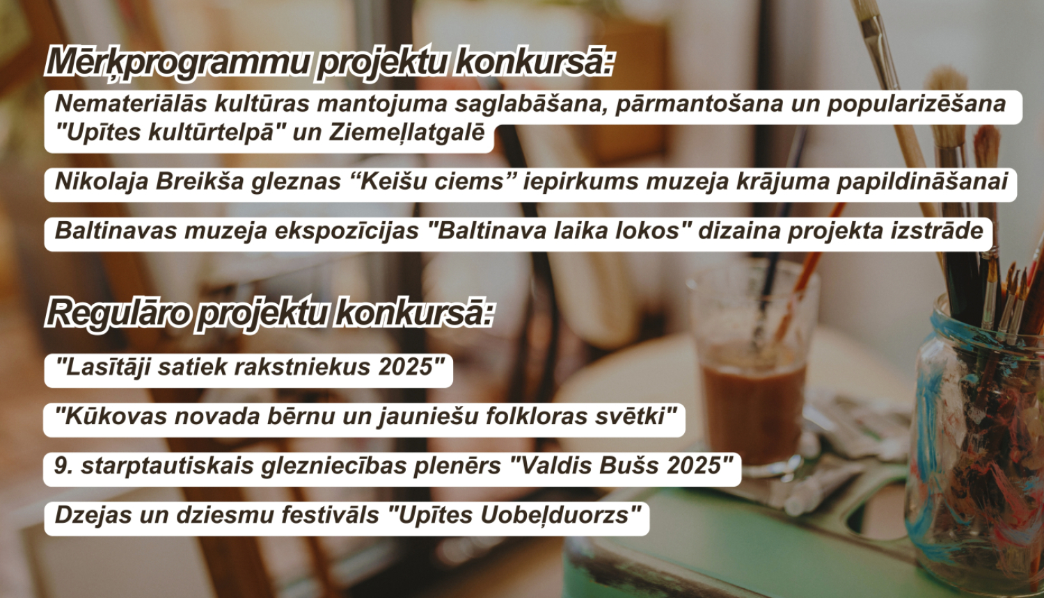 Valsts Kultūrkapitāla fonds 2025. gada 1. kultūras projektu konkursā un mērķprogrammu konkursos atbalstījis arī projektus no Balvu novada