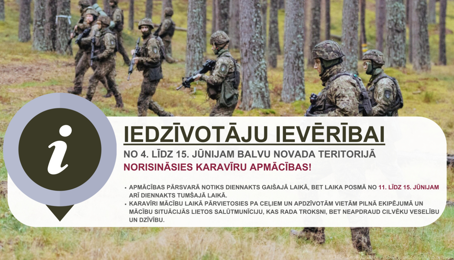 No 4. līdz 15. jūnijam Balvu novadā karavīri pilnveidos militārās iemaņas
