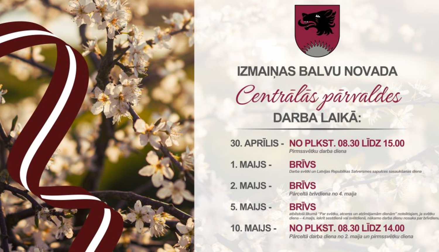 darba laiks maija svētkos 2025