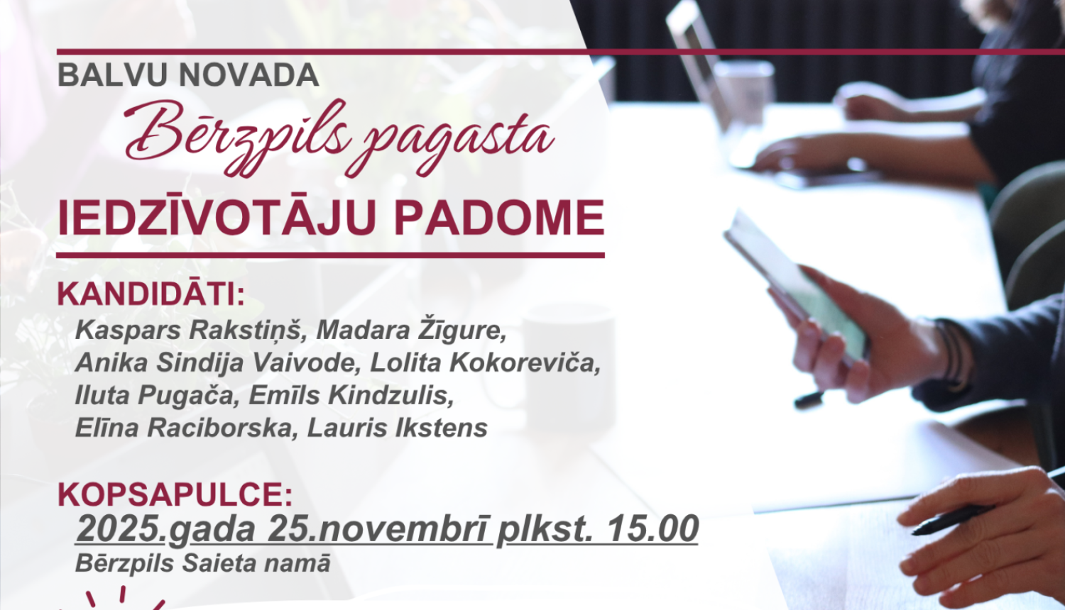 25.novembrī notiks Bērzpils pagasta iedzīvotāju kopsapulce, kuras laikā tiks ievēlēta Iedzīvotāju padome
