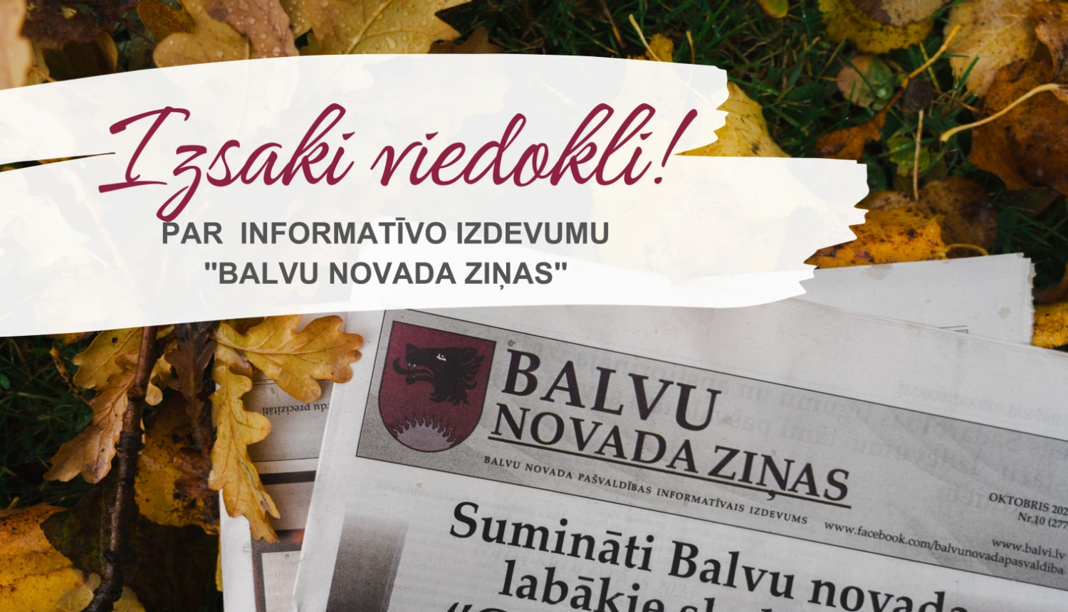 Esi aktīvs un izsaki savu viedokli par informatīvo izdevumu "Balvu Novada Ziņas"!