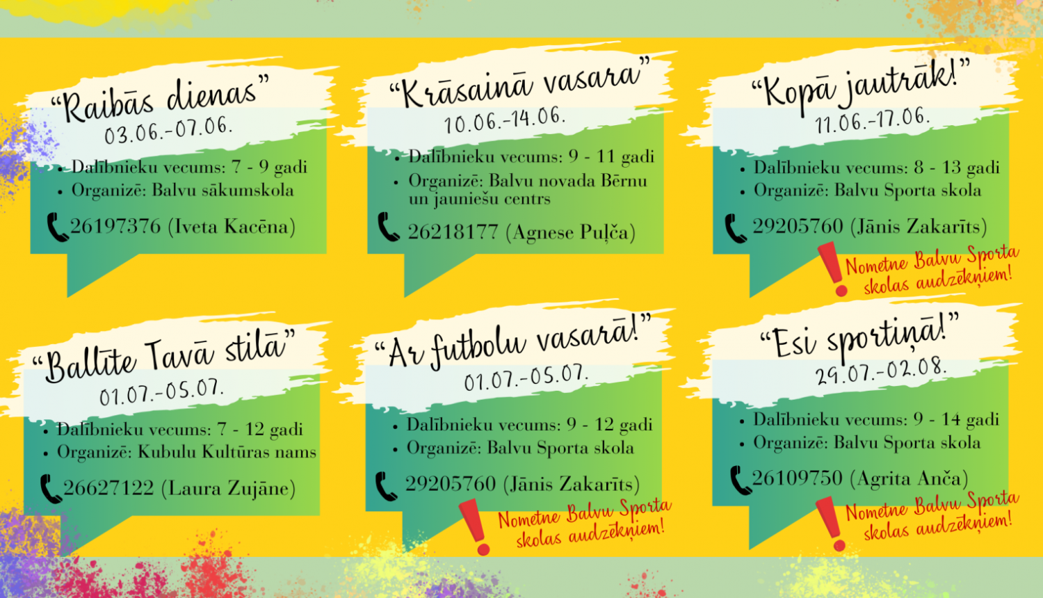 Balvu novada nometnes 2024.gadā 