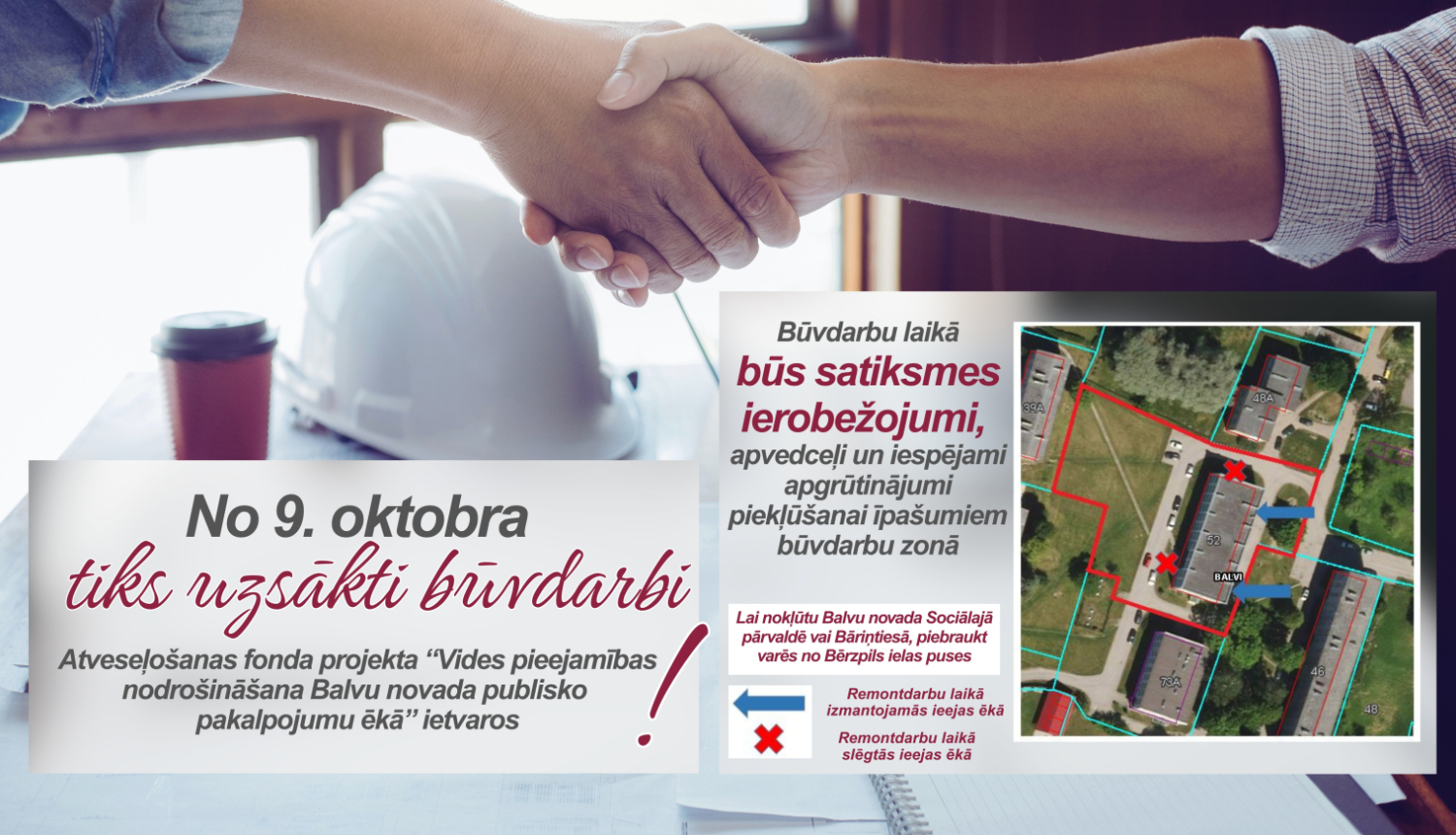 Informācija iedzīvotājiem par plānotajiem būvdarbiem Sociālajā pārvaldē, Raiņa ielā 52