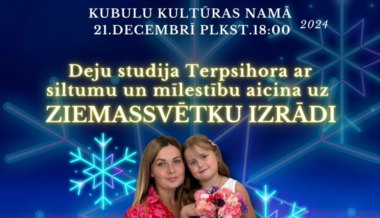 "Ticot brīnumam" deju studijas Terpsihora Ziemassvētku izrāde Kubulu Kultūras namā 21.decembrī 2024_afiša