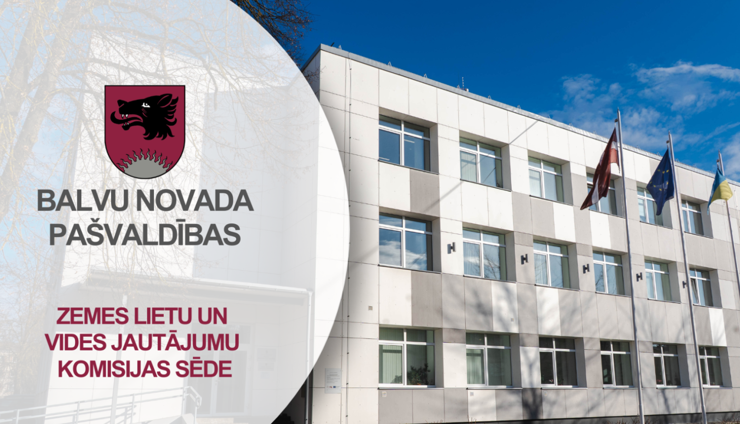 Skats uz Balvu novada Centrālās pārvaldes ēku pavasarī 