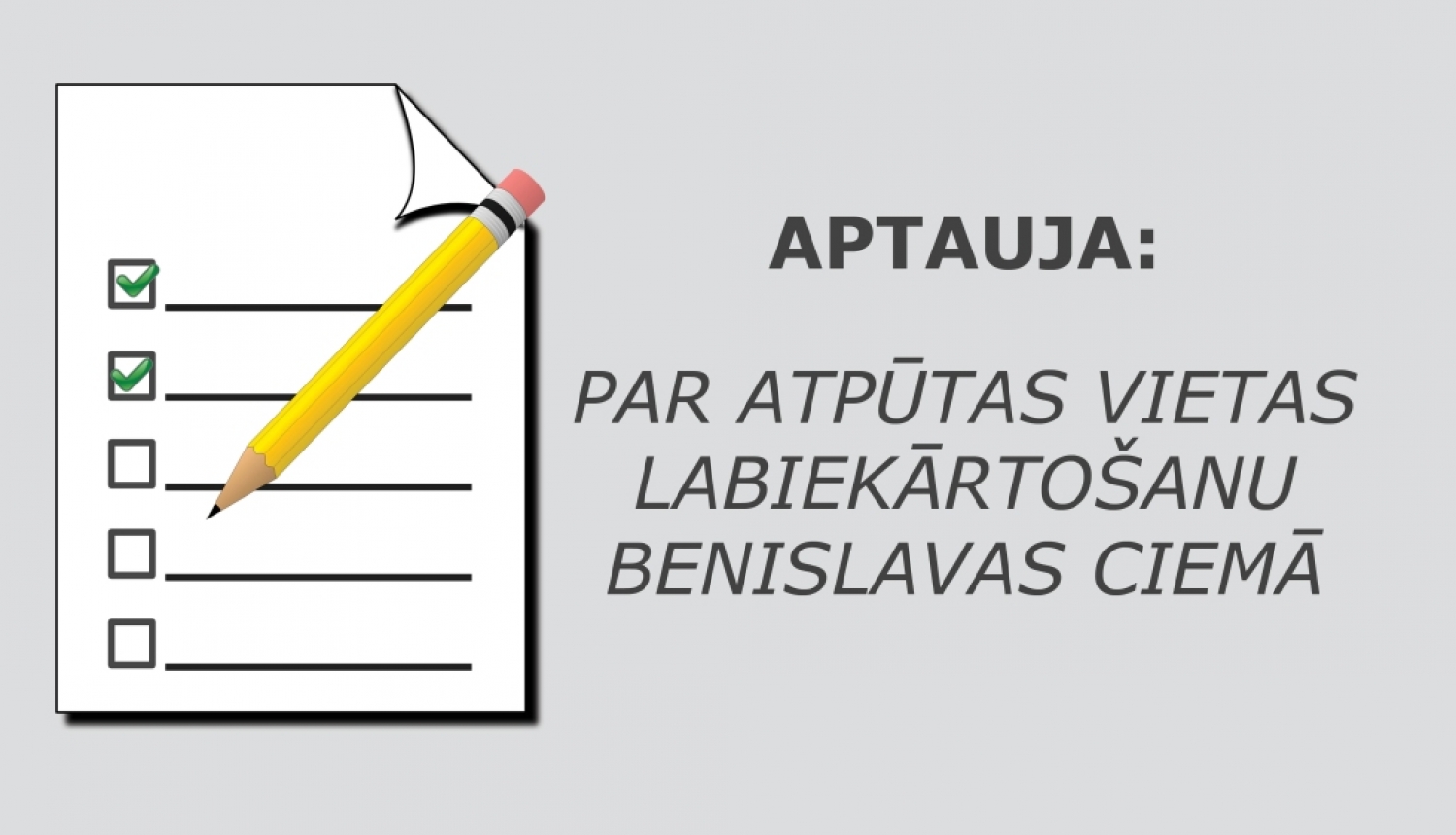 Aptauja par atpūtas vietas labiekārtošanu Benislavas ciemā