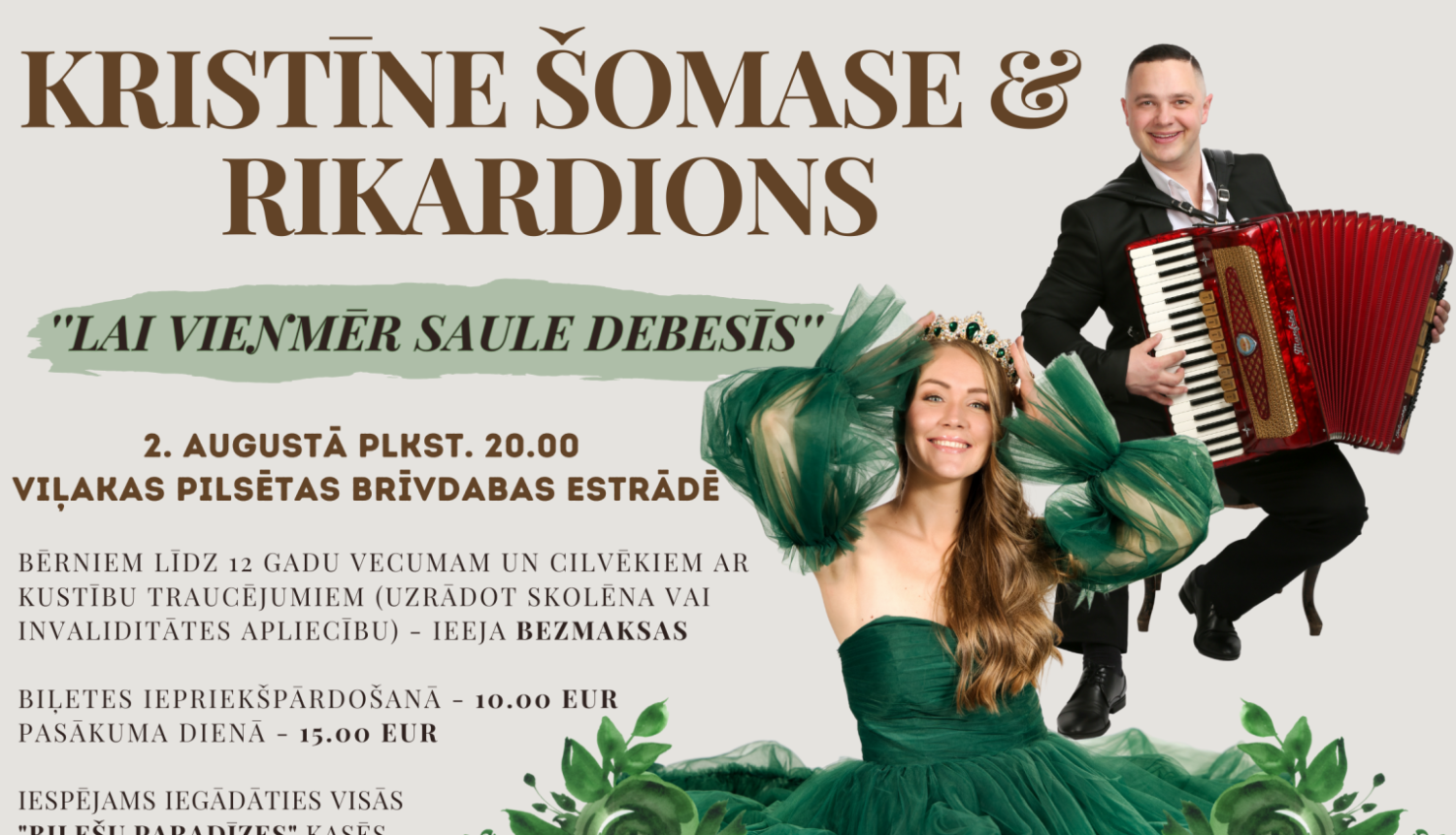 Koncerts "Lai vienmēr saule debesīs" – Kristīne Šomase un Rikardions